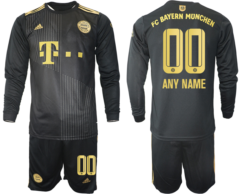 Men 2021-2022 Club Bayern Munich away black Long Sleeve customized Soccer Jersey->customized soccer jersey->Custom Jersey